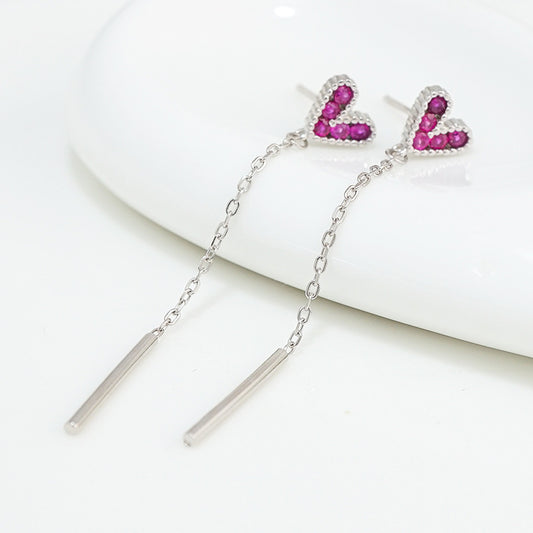 Elegant Ruby Heart Earrings