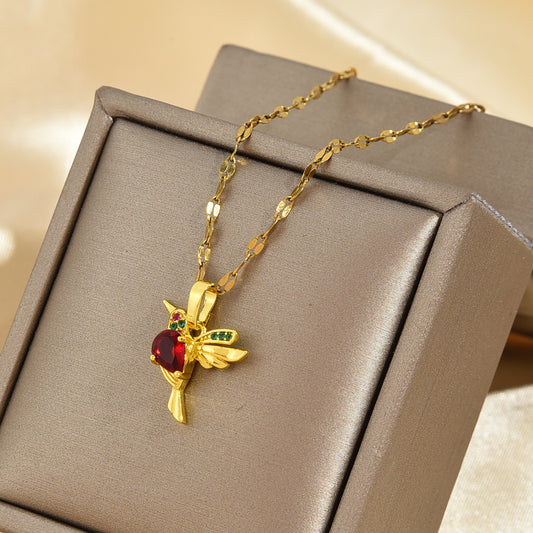 Elegant Ruby Hummingbird Necklace
