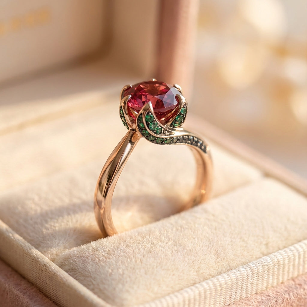 Elegant Ruby Rose Ring