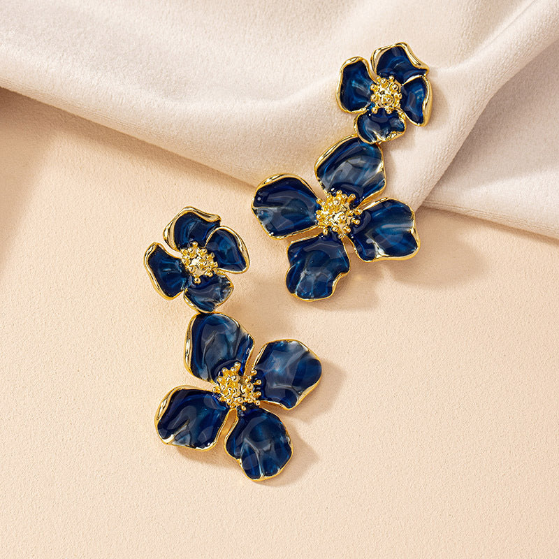 Elegant Sapphire Flower Earrings