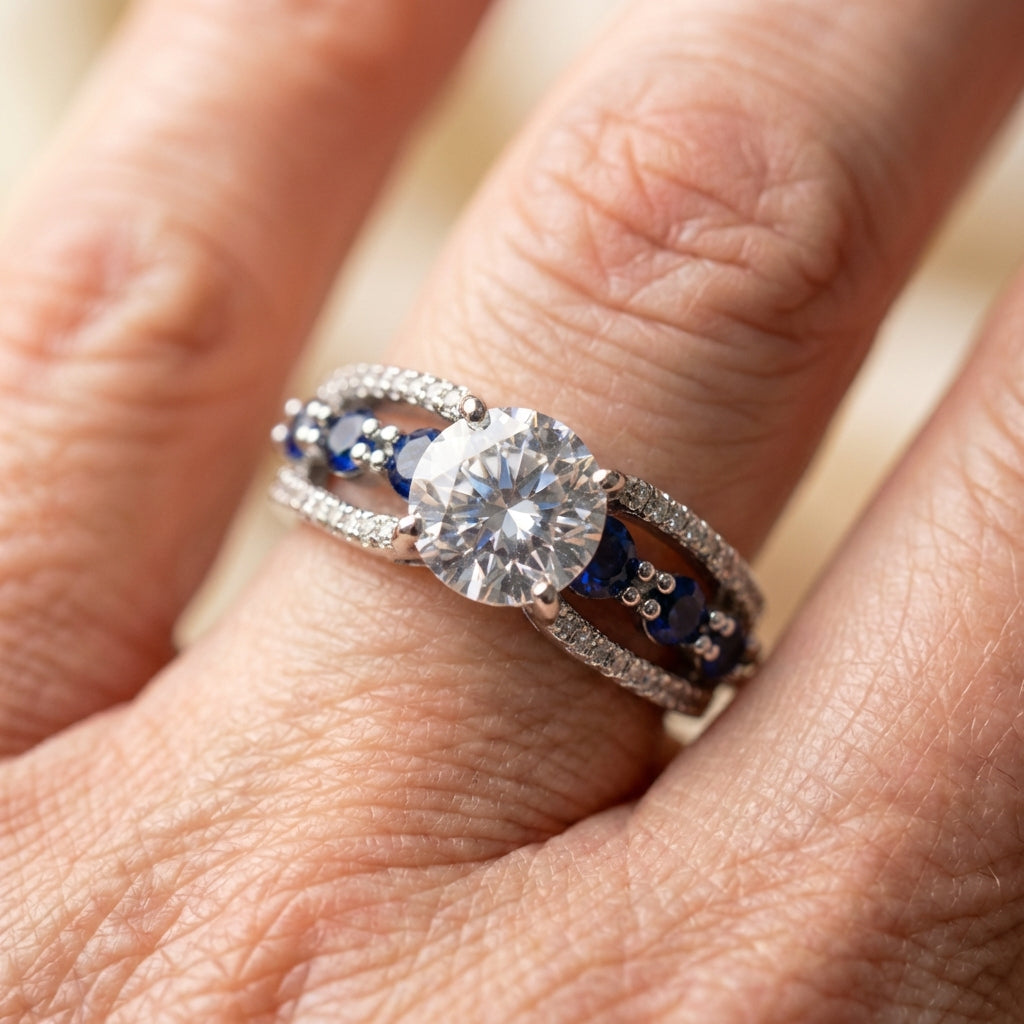Elegant Sapphire Zircon Ring