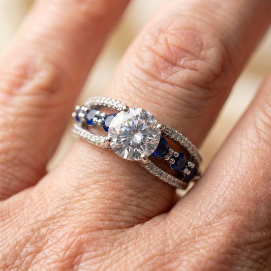 Elegant Sapphire Zircon Ring
