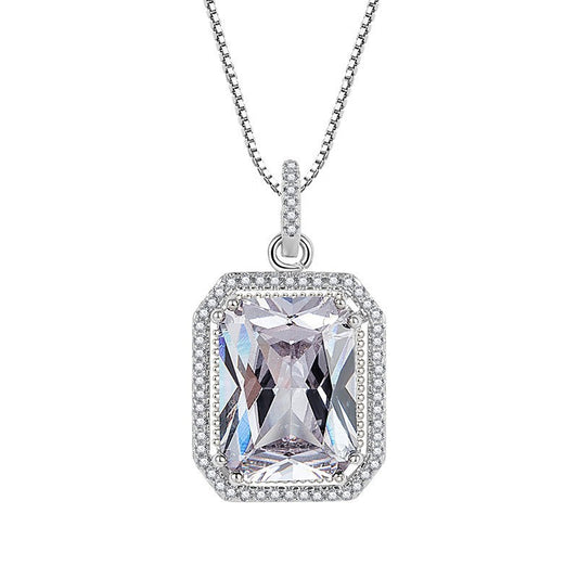 Elegant Silver Emerald Cut Pendant