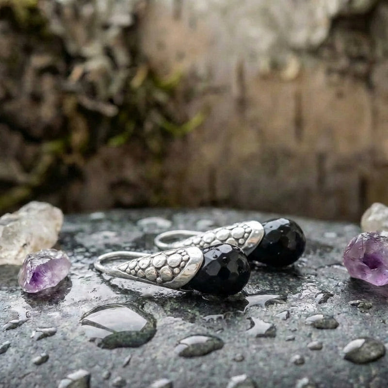Elegant Silver Onyx Earrings