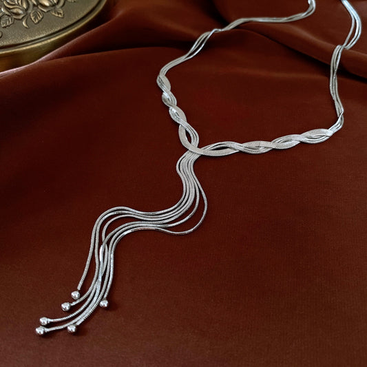 Elegant Silver Tassel Necklace