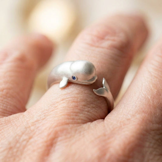 Elegant Silver Whale Ring