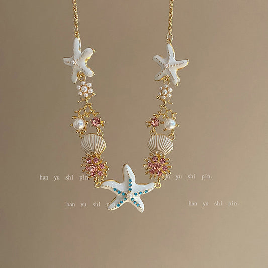 Elegant Starfish Pearl Necklace