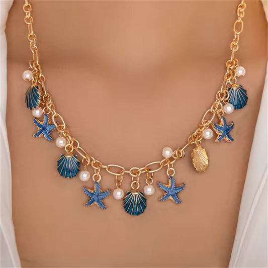 Elegant Starfish Pearl Necklace
