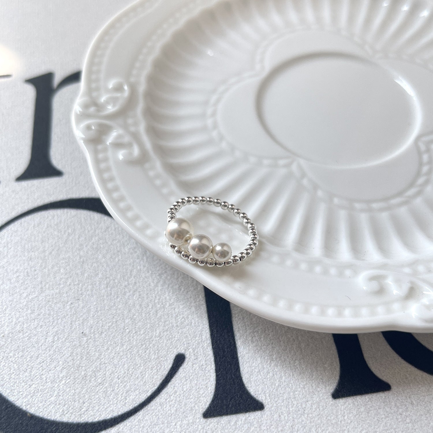 Elegant Triple Pearl Ring