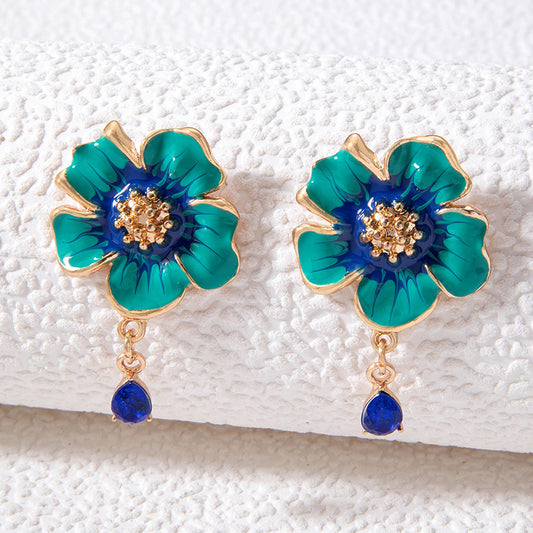 Elegant Turquoise Flower Earrings