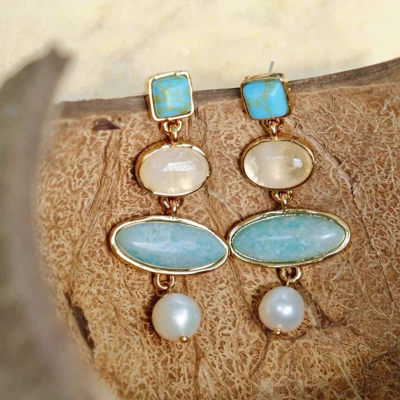 Elegant Turquoise Pearl Earrings