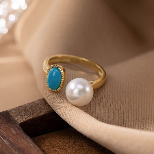 Elegant Turquoise Pearl Ring