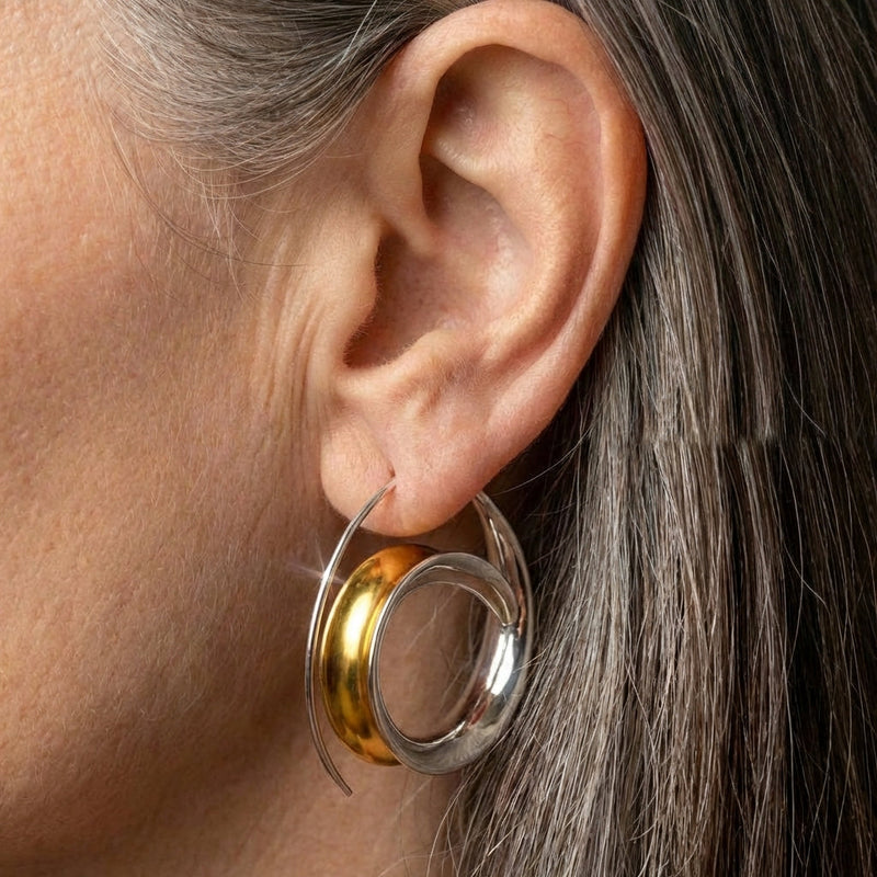 Elegant Two Tone Hoop Earrings