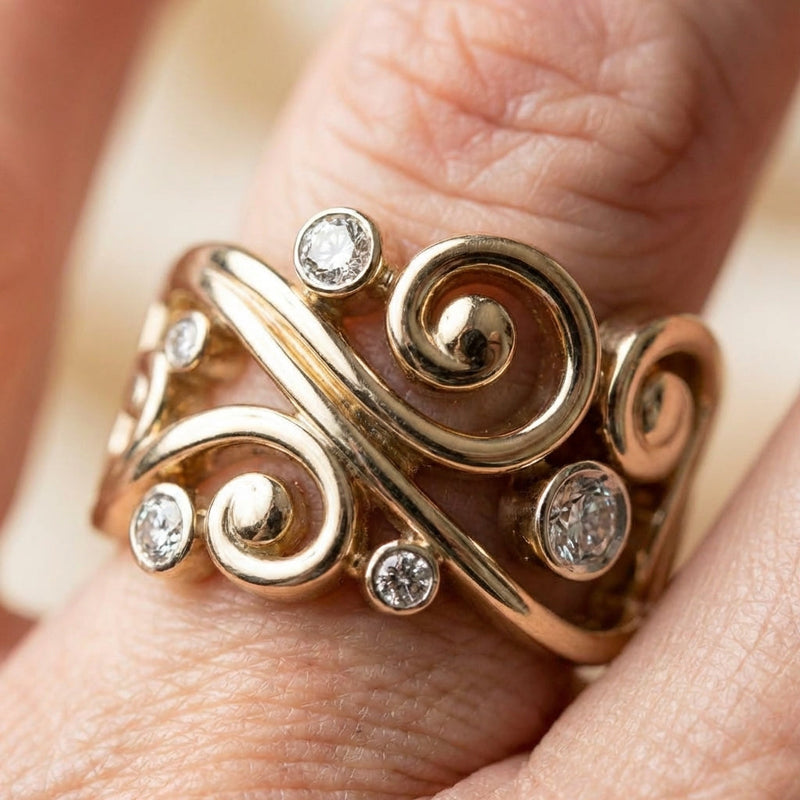 Elegant Zircon Swirl Ring