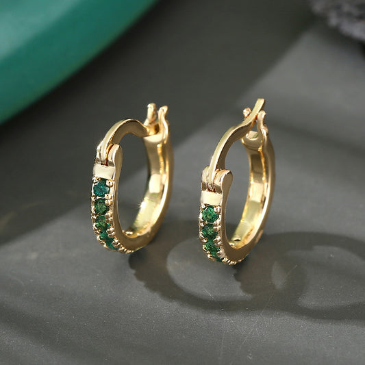 Emerald Gold Hoop Earrings