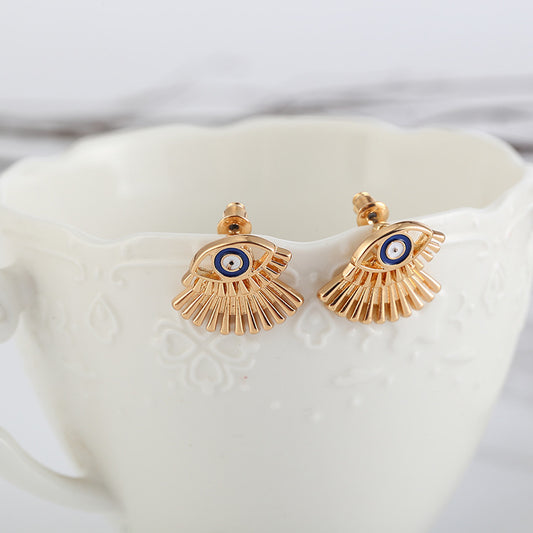 Evil Eye Shell Earrings