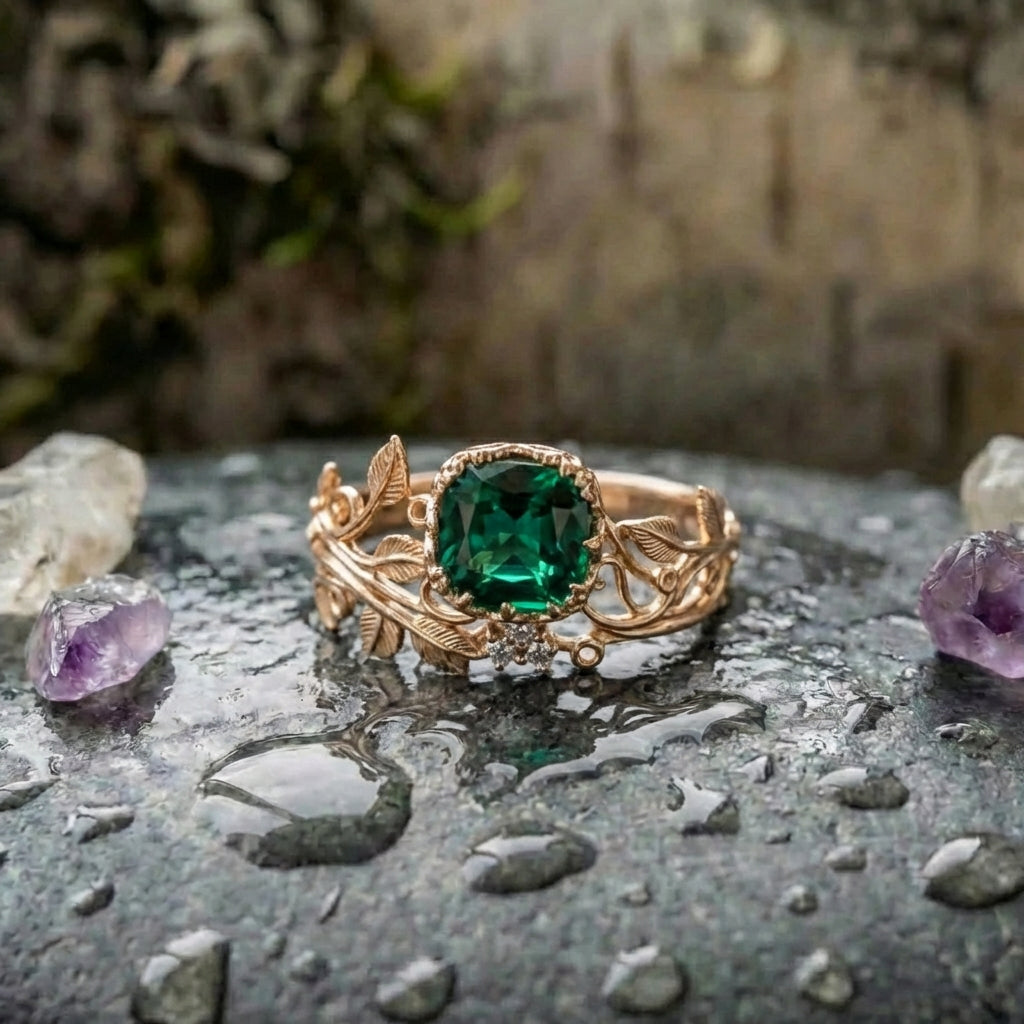 Vintage Emerald Leaf Ring