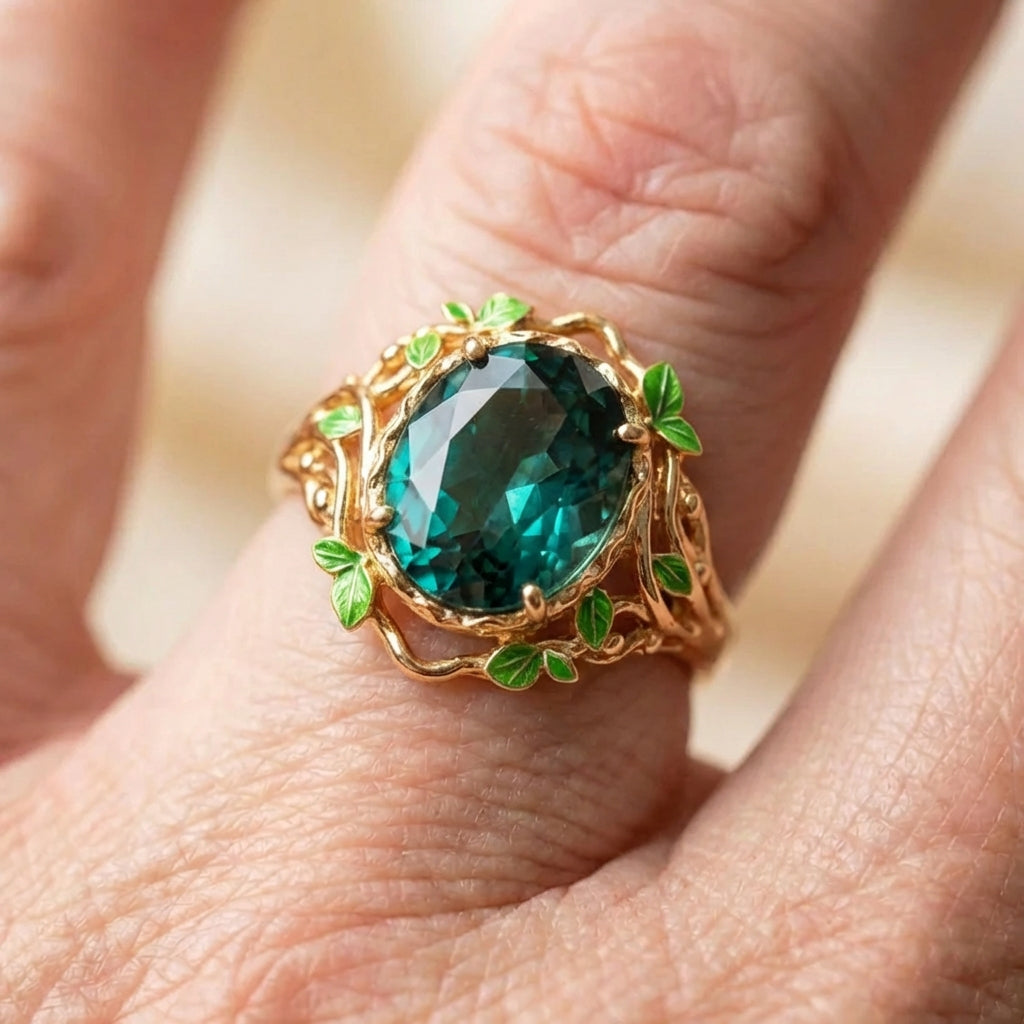 Vintage Emerald Leaf Ring