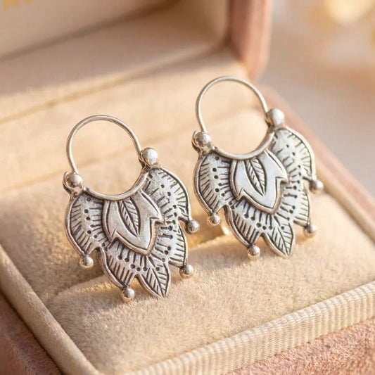 Vintage Leaf Hoop Earrings