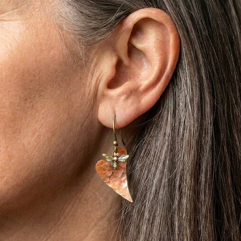 Vintage Honeybee Heart Earrings