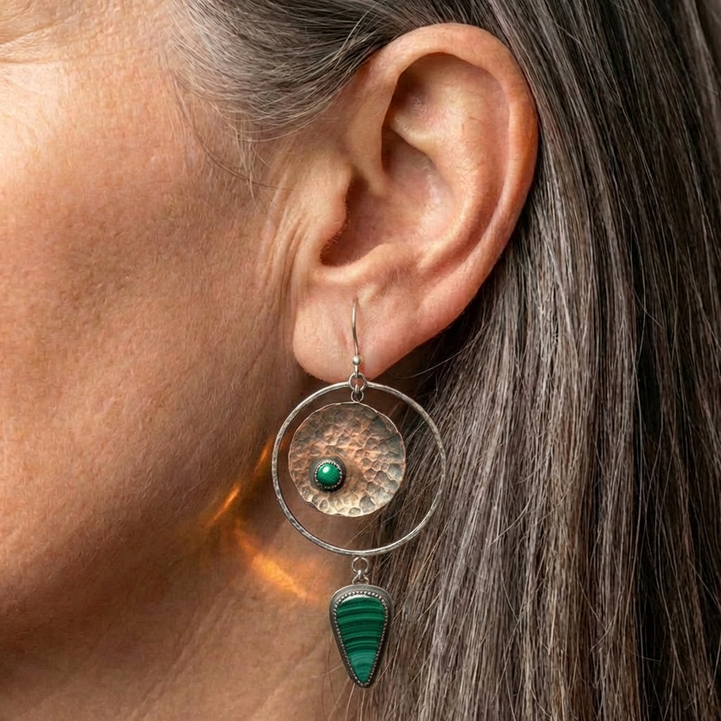 Vintage Green Stone Earrings