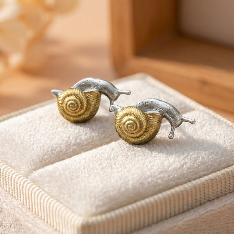 Vintage Gold Snail Earrings