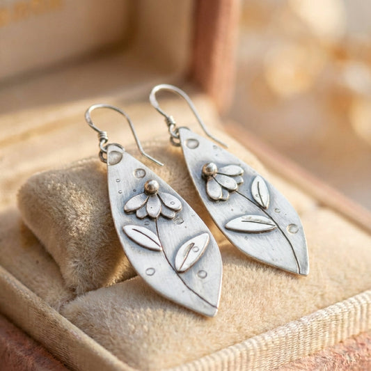 Vintage Flower Leaf Earrings
