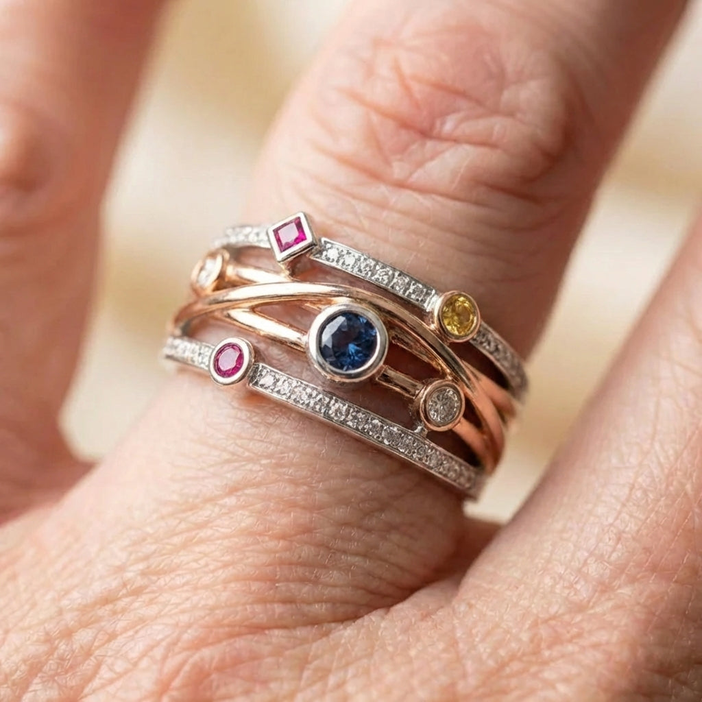 Elegant Multistone Statement Ring