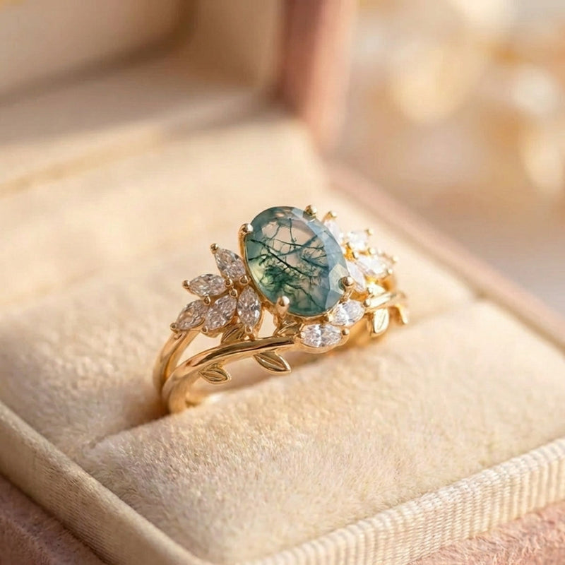 Elegant Moss Agate Ring