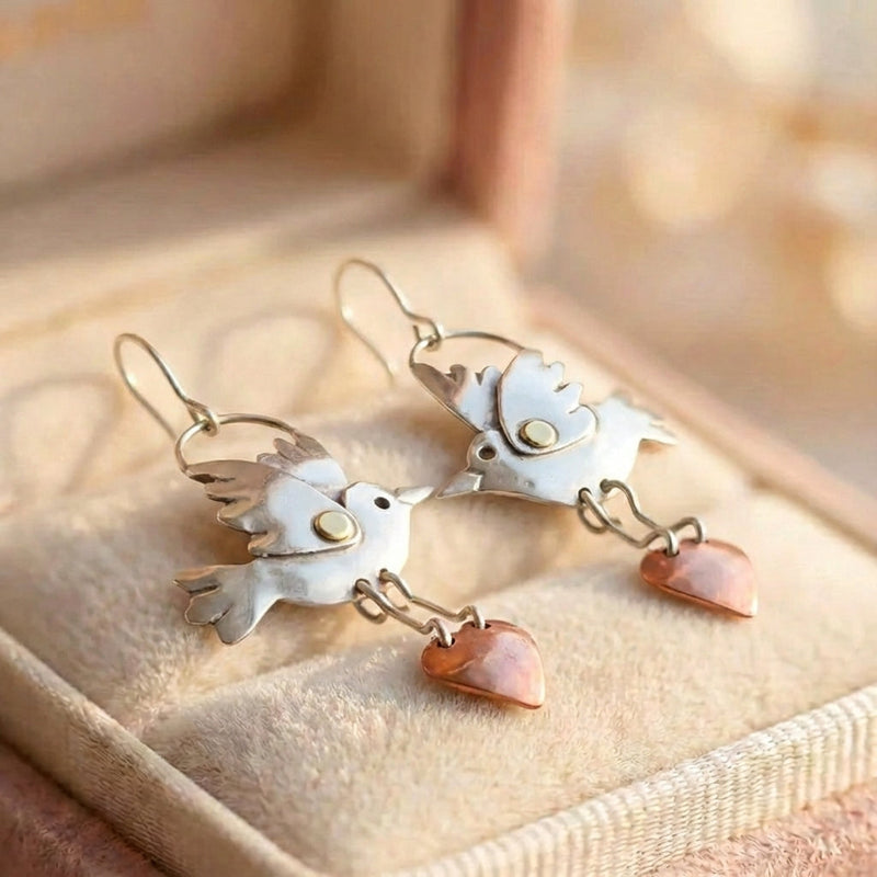 Romantic Bird Heart Earrings
