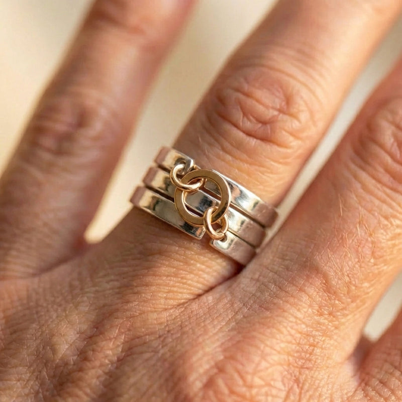 Elegant Two Tone Heart Ring