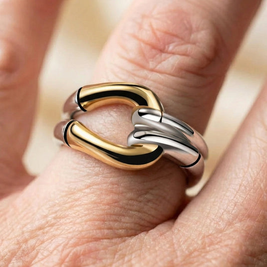 Elegant Two Tone Bamboo Ring