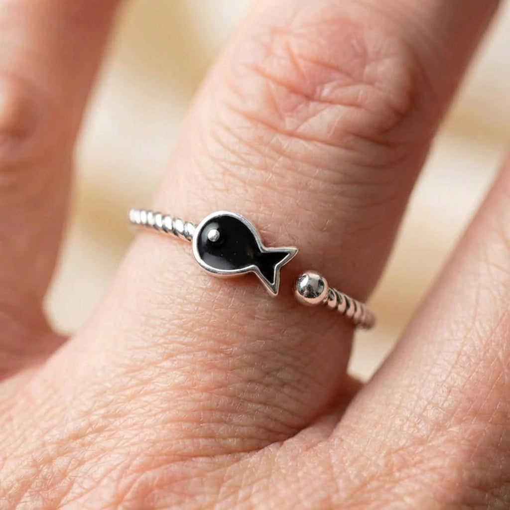 Elegant Silver Fish Ring