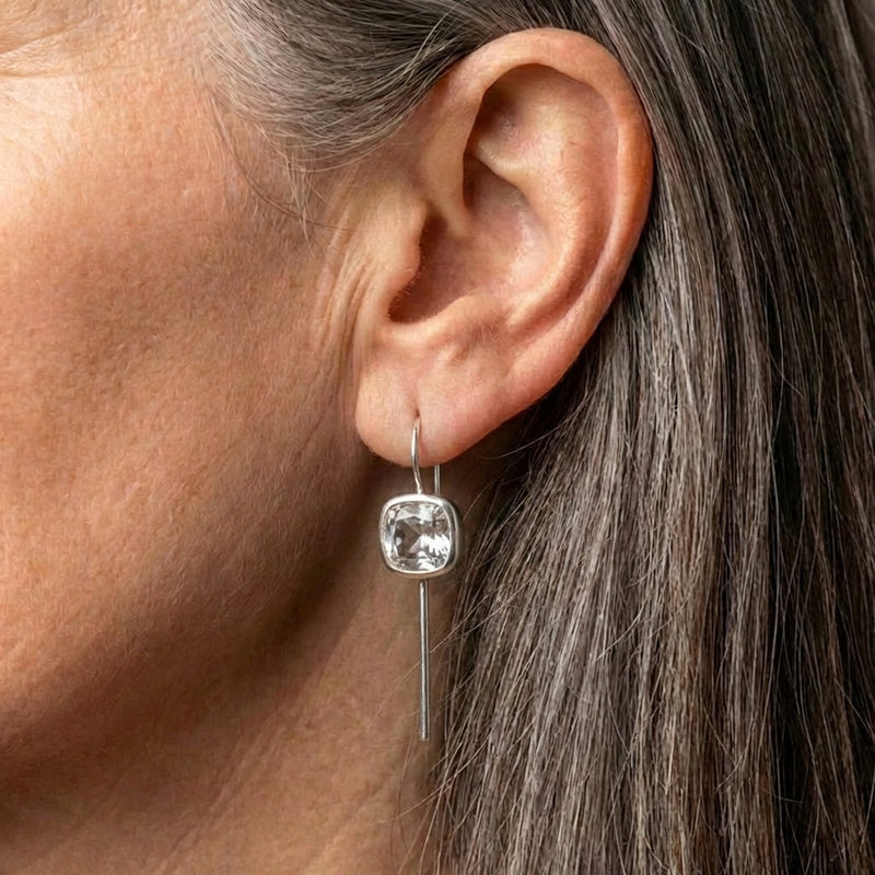 Vintage Crystal Square Earrings