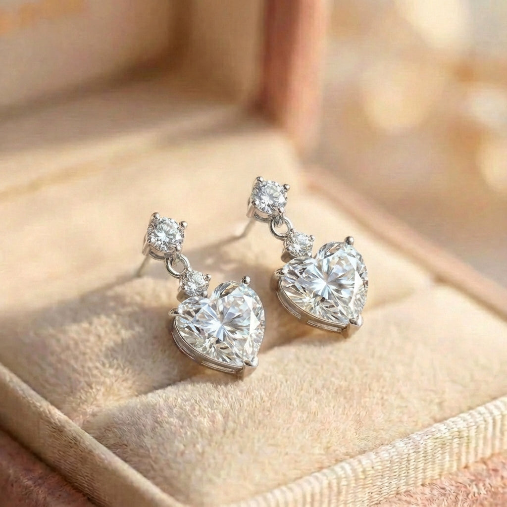 Elegant Crystal Heart Earrings