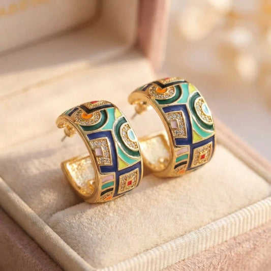 Elegant Colorful Enamel Earrings