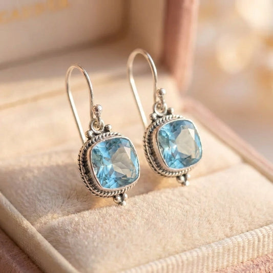 Elegant Blue Zirconia Earrings