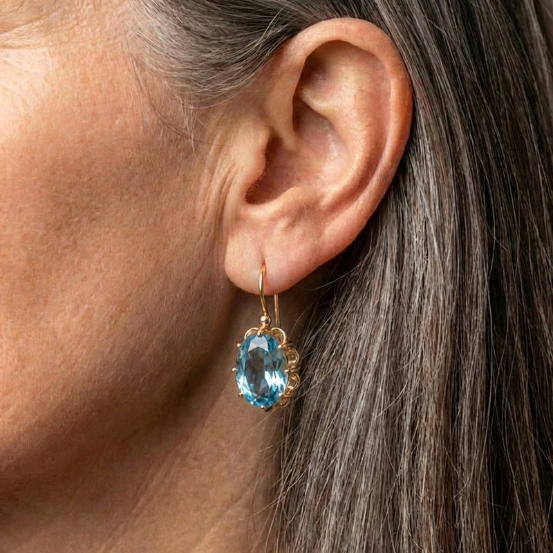 Elegant Blue Zircon Earrings