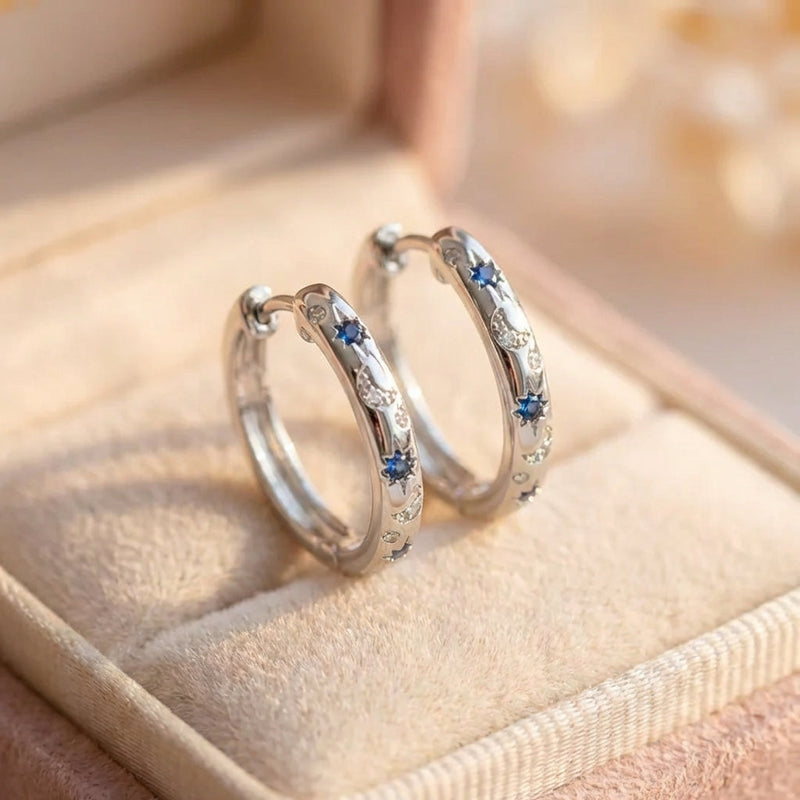 Elegant Sapphire Moon Earrings