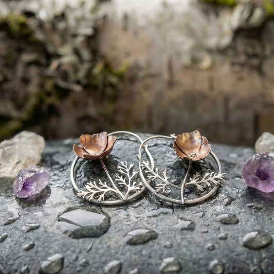 Ethnic Style Flower Hoop Dangle Earrings