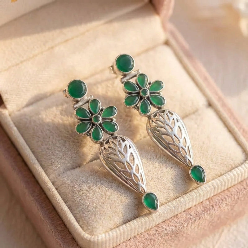 Bohemian Green Stone Earrings