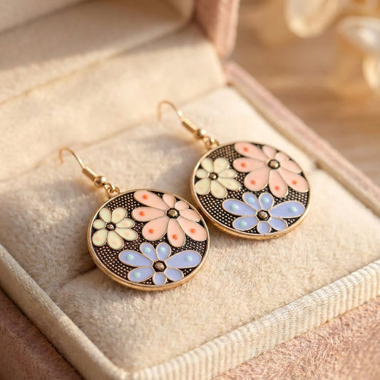 Bohemian Enamel Flower Earrings