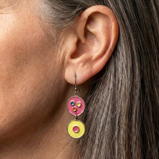 Bohemian Enamel Circle Earrings