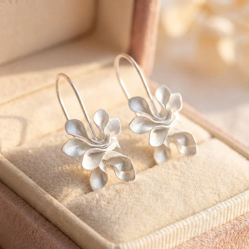 Vintage Irregular Blossom Silver Earrings