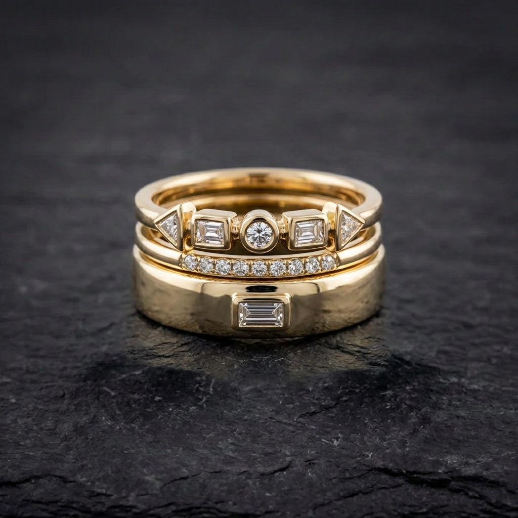 Vintage Golden Zirconia Ring Pack