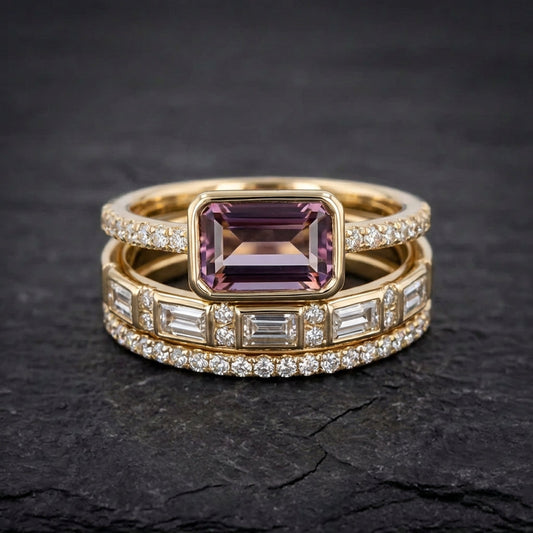 Vintage Bright Glass Ring Set