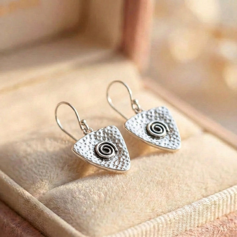 Vintage Spiral Triangle Earrings