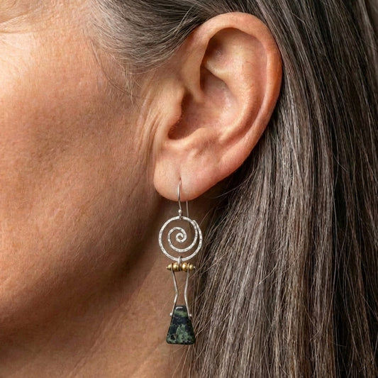 Vintage Spiral Stone Earrings
