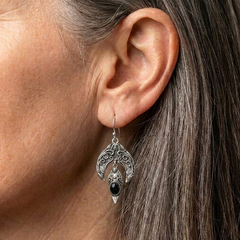 Vintage Silver Leaf Earrings