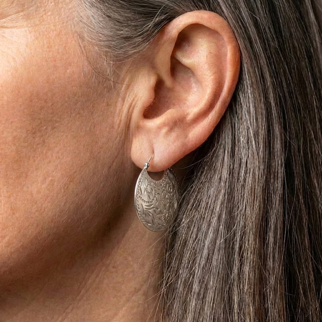 Vintage Silver Flower Earrings